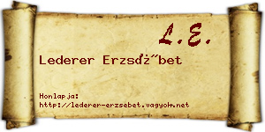 Lederer Erzsébet névjegykártya